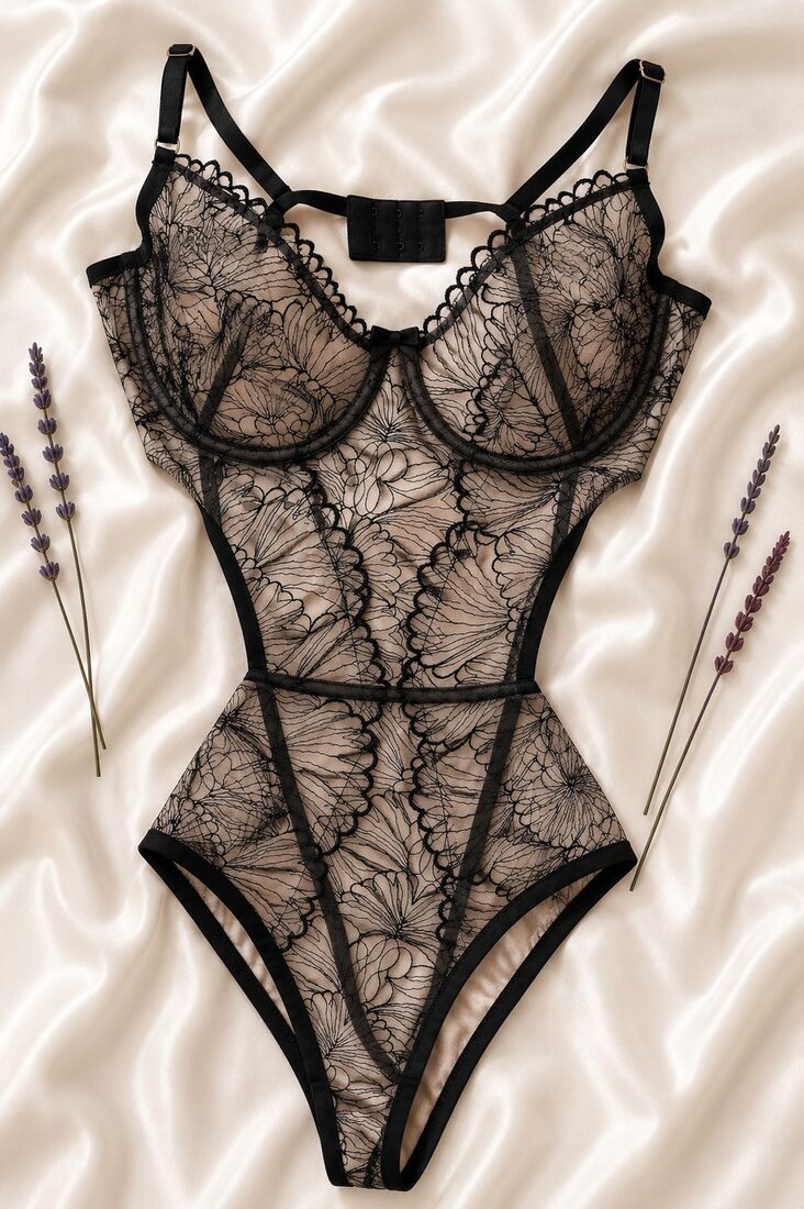 Siyah Dantel Body